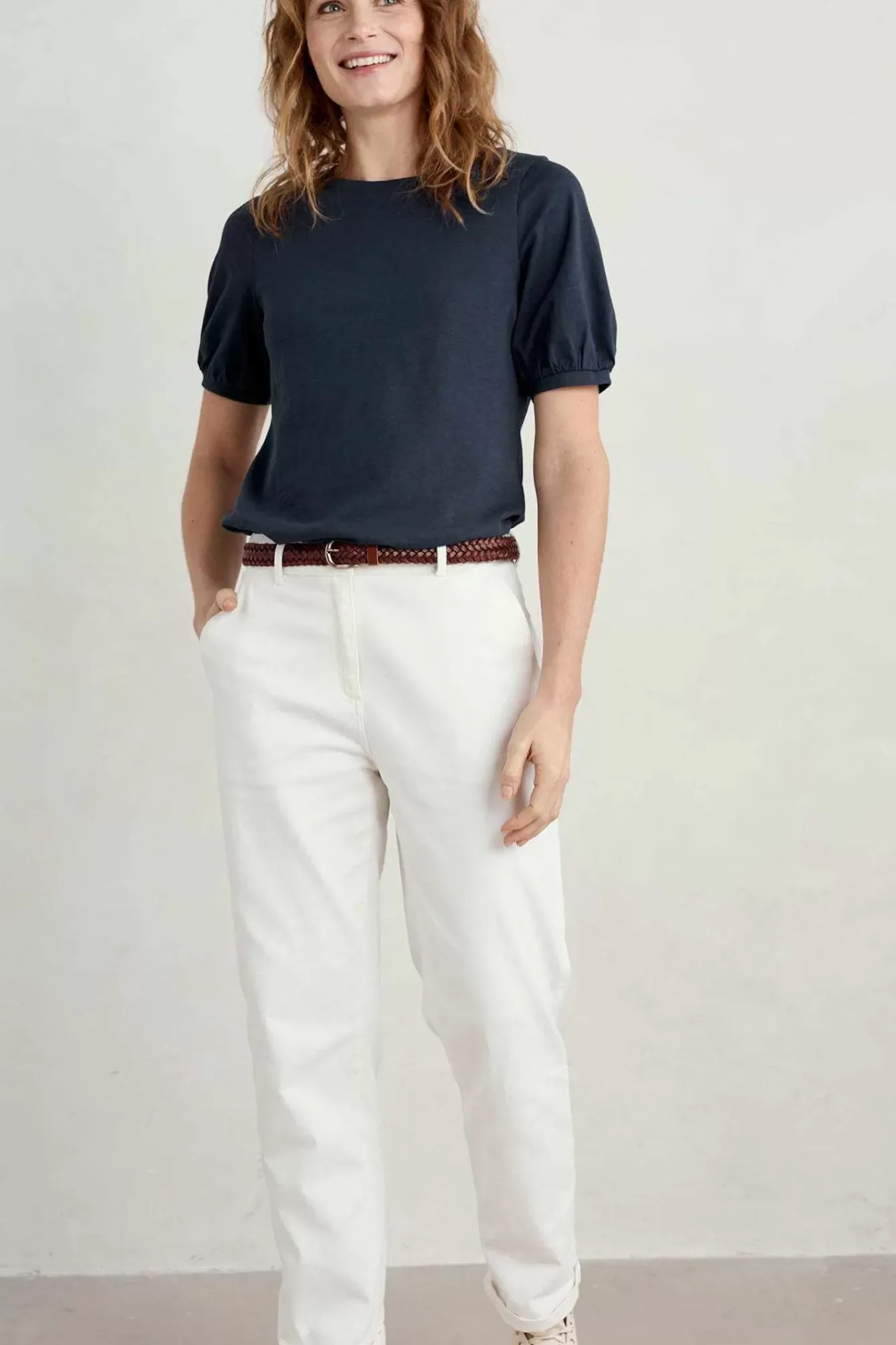 Seasalt Cornwall Tops<Oleander Blouson Sleeve T-Shirt (Gots) Maritime