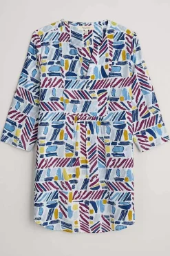 Seasalt Cornwall Tunics<Op Art Organic Cotton Tunic Top Hedging Marks Chalk