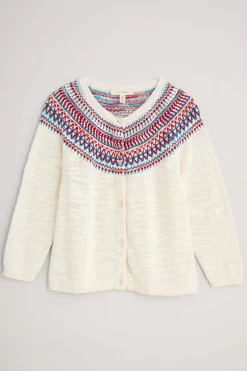Seasalt Cornwall Knitwear<Penvoose Fair Isle Cardigan Clipper Ship Ecru Rudder