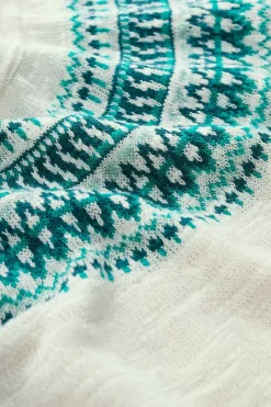 Seasalt Cornwall Knitwear<Penvoose Three Quarter Sleeve Fair Isle Jumper Clipper Ship Ecru Helford