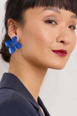 Seasalt Cornwall Jewellery<Pollinator Flower Stud Earrings Lunaria Blue Jay