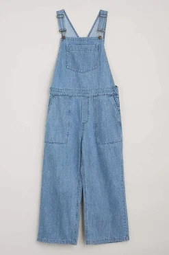Seasalt Cornwall Jumpsuits & Dungarees<Porthallow Cove Wide Leg Denim Dungaree Light Wash High Twist