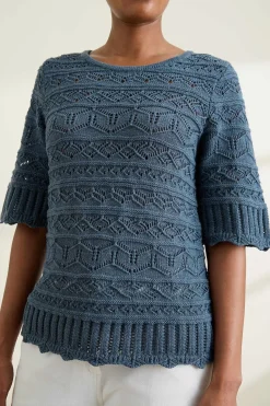 Seasalt Cornwall Knitwear<River Cross Pointelle Knit Top Light Squid