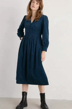 Seasalt Cornwall Dresses<Rose Cottage Printed Cord Midi Dress Patchwork Ditsy Maritime