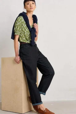 Seasalt Cornwall Tops<Rosehip V-Neck Jersey Top Dried Grass Dark Citron