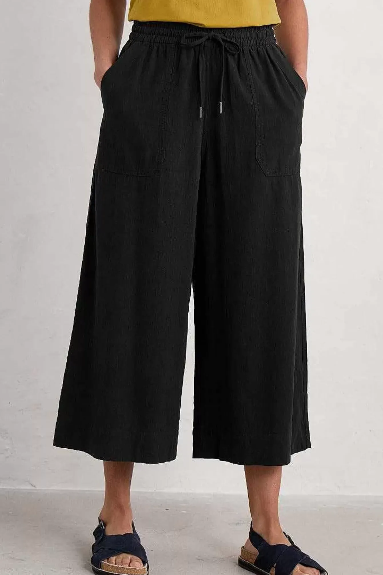 Seasalt Cornwall Trousers & Shorts<Sea Heart Linen Blend Culottes Onyx