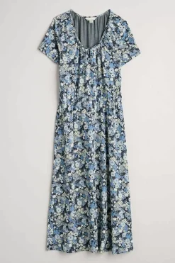 Seasalt Cornwall Dresses<Sea Studio Short Sleeve Dress Companion Border Light Nickel
