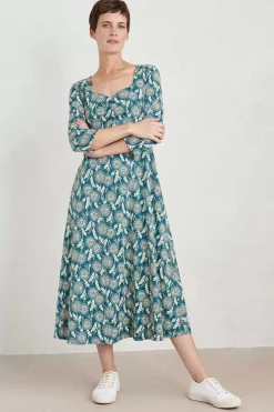 Seasalt Cornwall Dresses<Secret Cove 3/4 Sleeve Midi Dress Dandelion Seed Seaway
