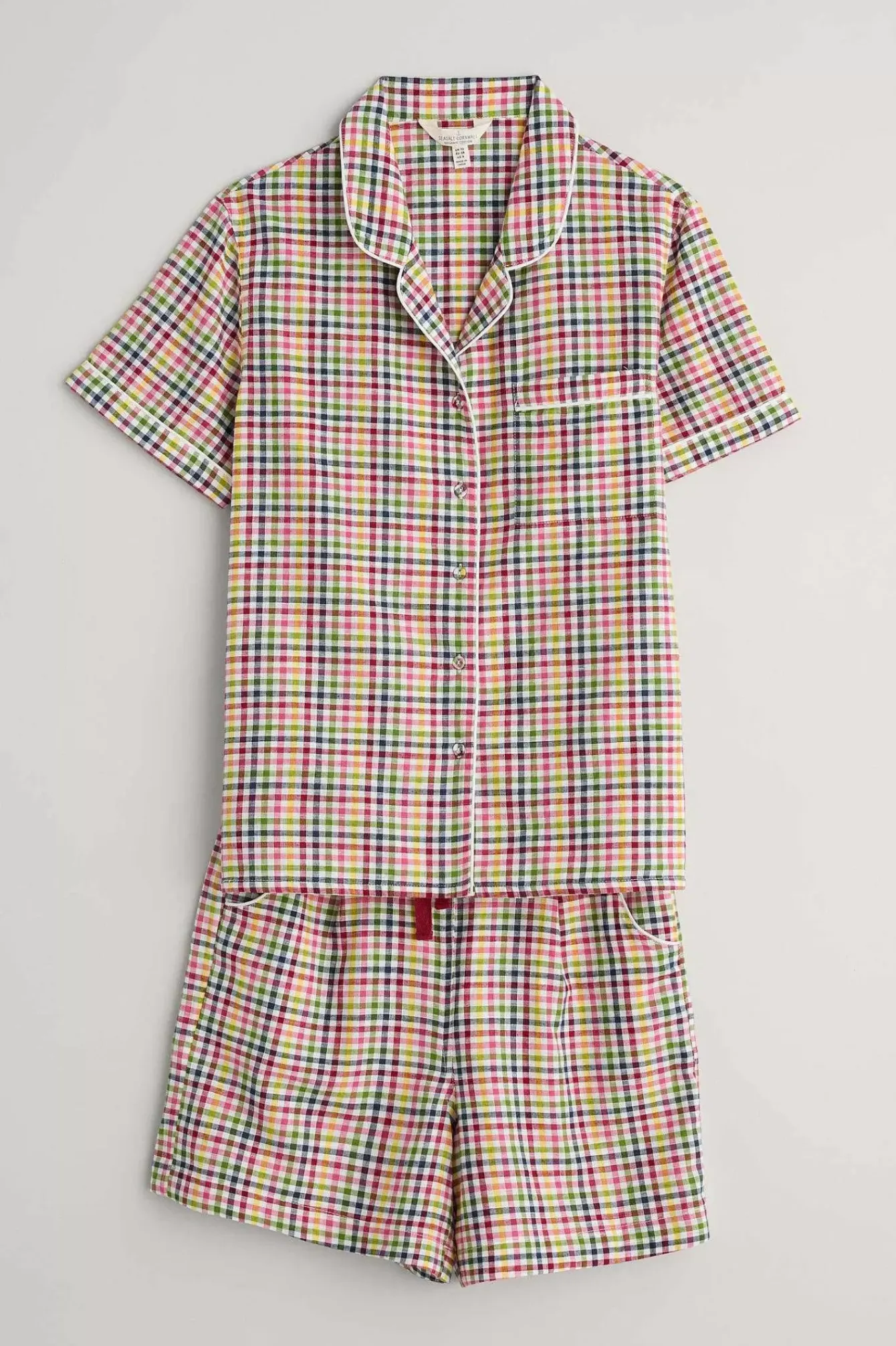 Seasalt Cornwall Nightwear<Senara Checked Summer Pyjamas Quartz Mini Pebble Multi