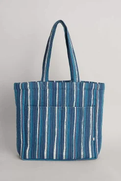 Seasalt Cornwall Bags<Singing Water Quilted Tote Bag River Stripe Dark Voyage