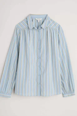 Seasalt Cornwall Tops<Spiral Flight Striped Shirt (Gots) Cornflower Blue Fog