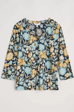 Seasalt Cornwall Tops<Studio Glass 3/4 Sleeve Top Floral Terrain Maritime