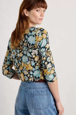 Seasalt Cornwall Tops<Studio Glass 3/4 Sleeve Top Floral Terrain Maritime