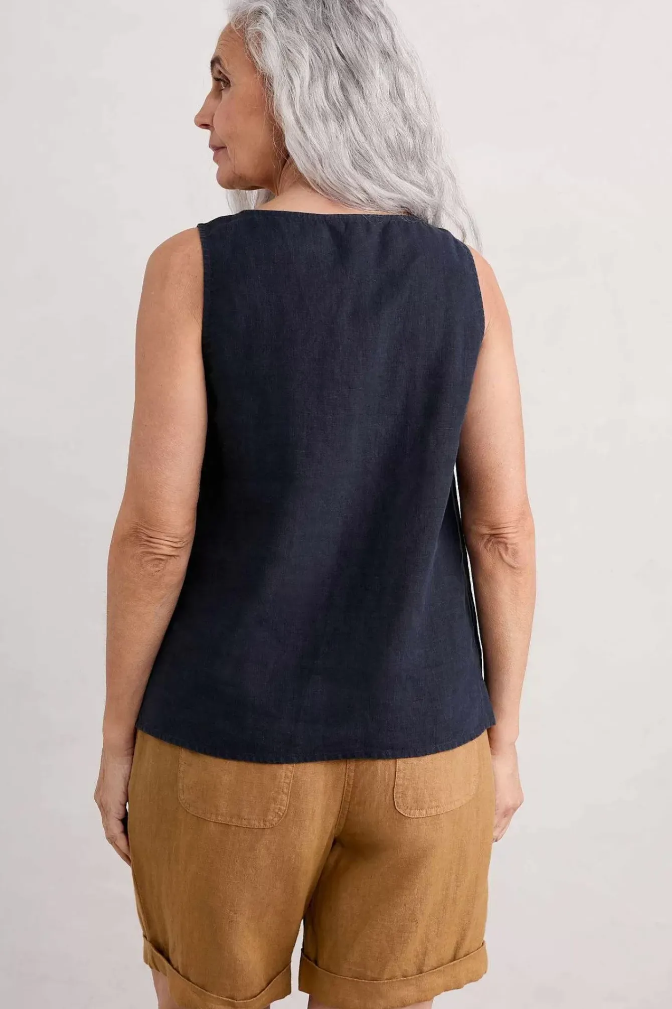 Seasalt Cornwall Tops<Sunlit Seagrass Linen Vest Maritime