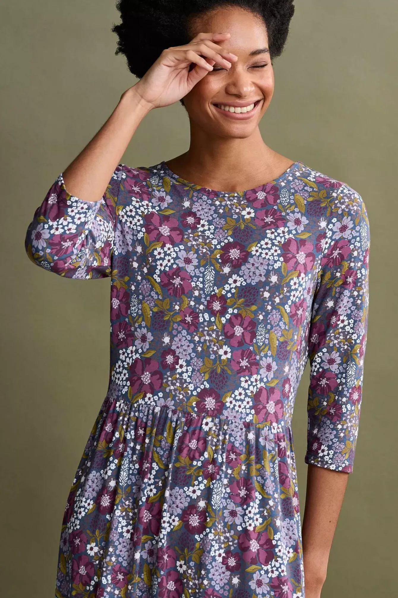 Seasalt Cornwall Dresses<Tor View Jersey Dress Dense Floral Squall
