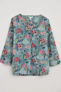 Seasalt Cornwall Tops<Watercolour Sketch 3/4 Sleeve Top (Gots) Painterly Field Wade
