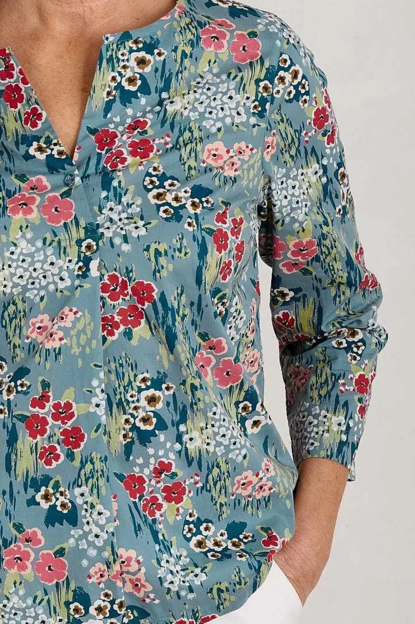 Seasalt Cornwall Tops<Watercolour Sketch 3/4 Sleeve Top (Gots) Painterly Field Wade