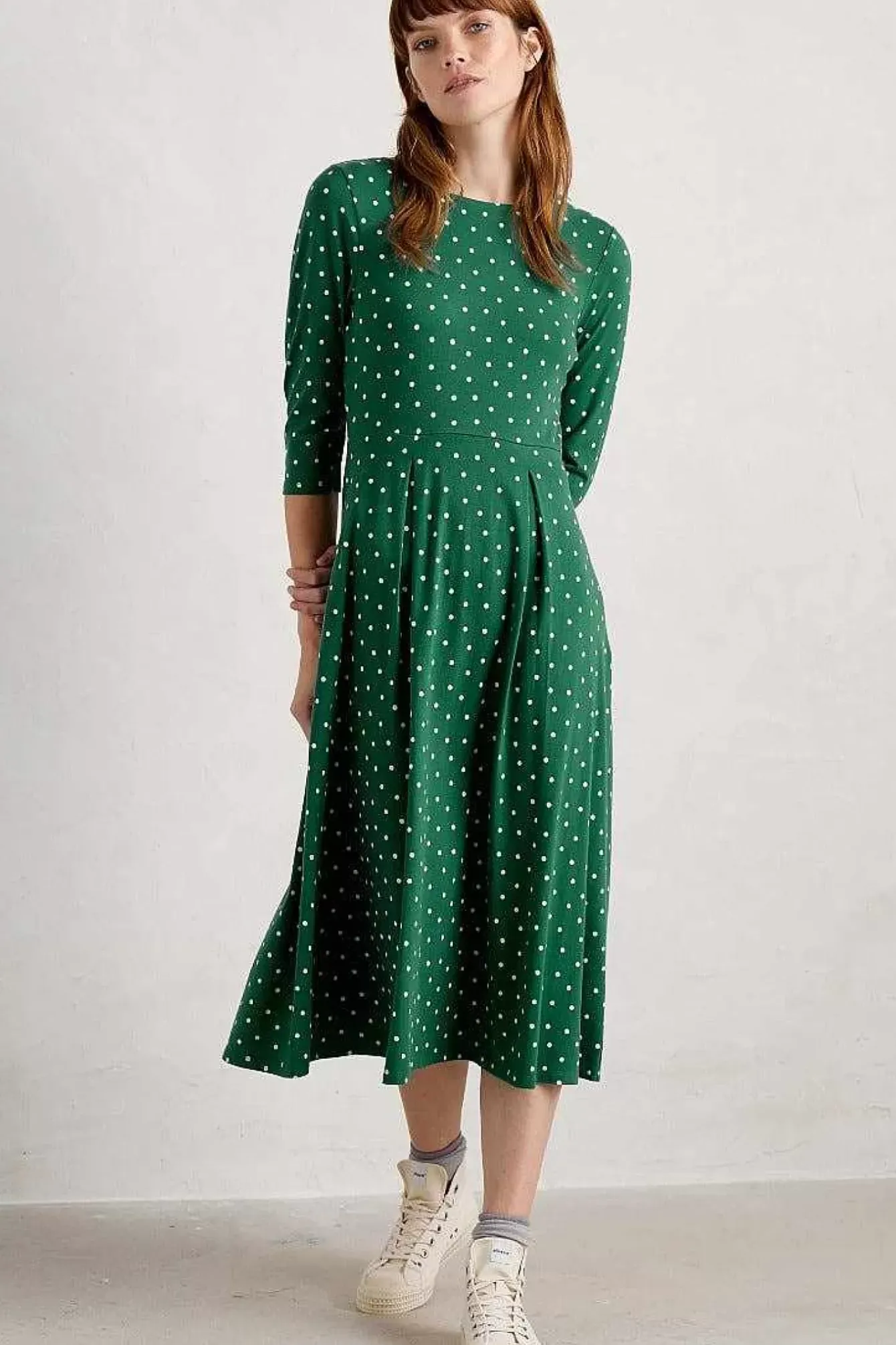 Seasalt Cornwall Dresses<Wild Bouquet 3/4 Sleeve Midi Dress Little Sponge Spot Copse