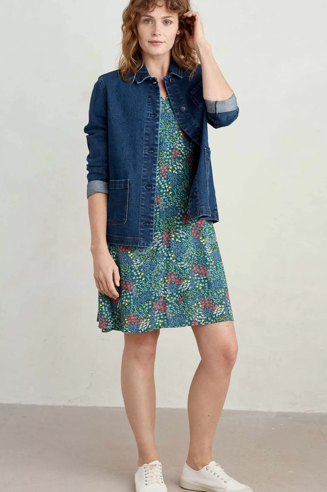 Seasalt Cornwall Dresses<Wilsey Empire Line Flared Sleeve Dress Coastal Meadow Light Squid