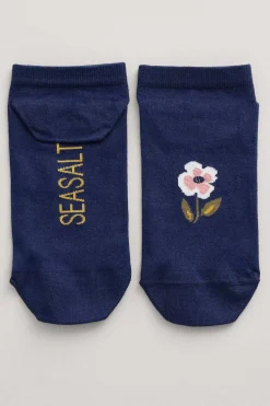 Seasalt Cornwall Socks & Tights<Women's Arty Organic Cotton Trainer Socks Celandine Clear Sky